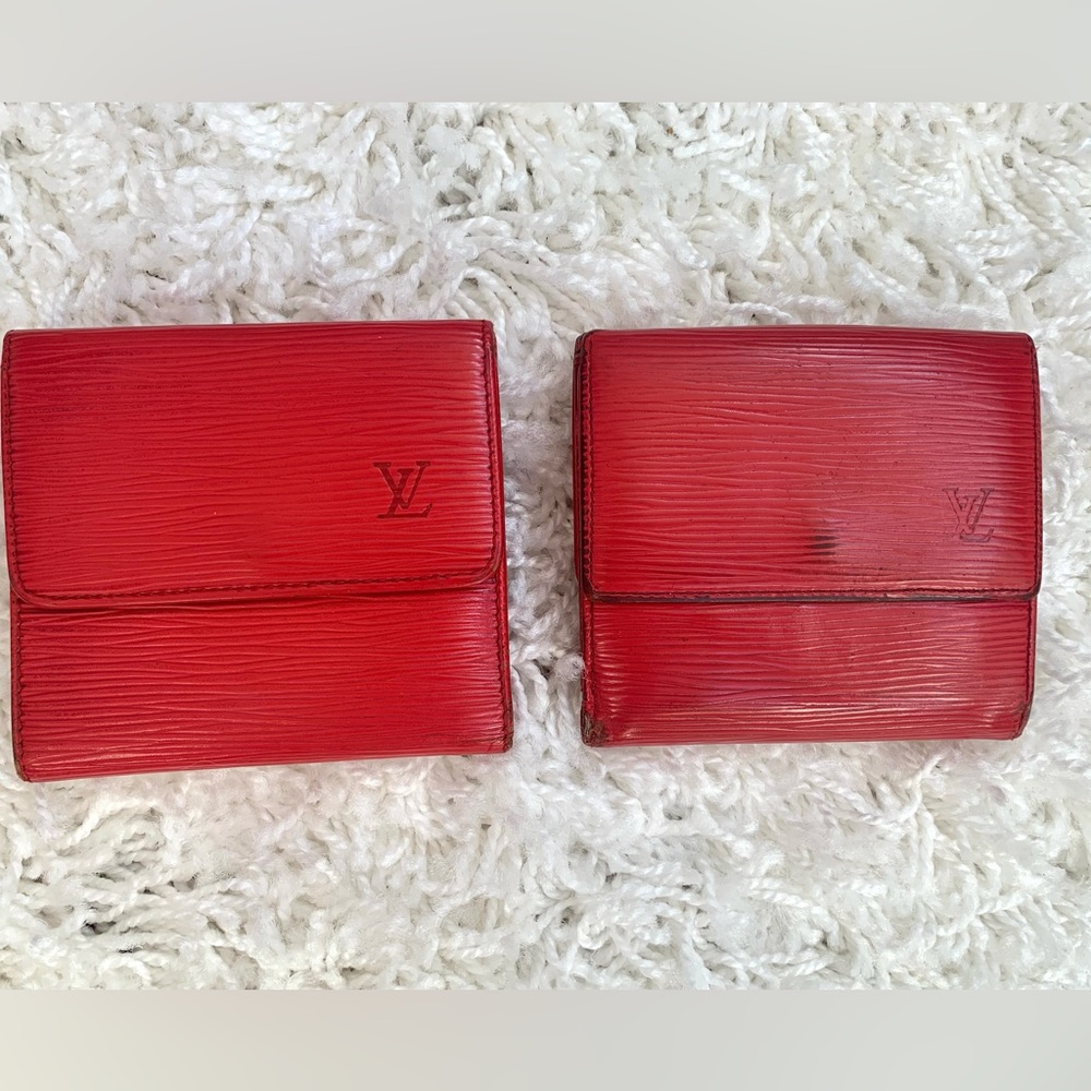 Set of two unisex Red Epi Leather Louis Vuitton Compact Wallets